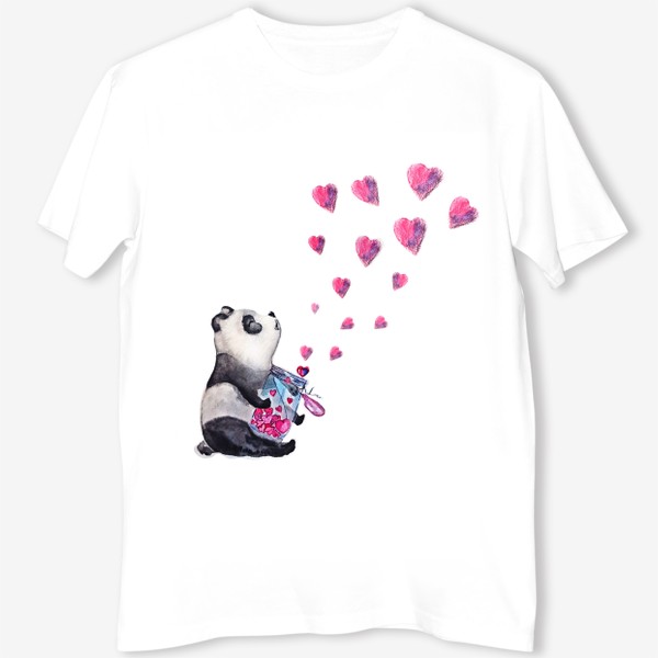 Футболка «панда и сердечки»
