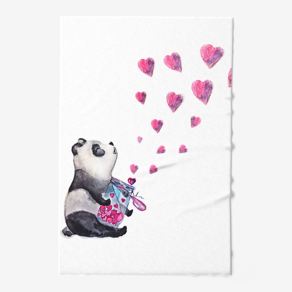 Полотенце «панда и сердечки»