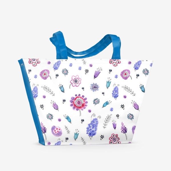 Пляжная сумка «паттерн Сиреневые и розовые цветы»