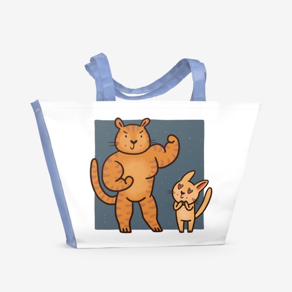 Пляжная сумка «Тигр-спортсмен и котик-фанат. Новый год 2022»