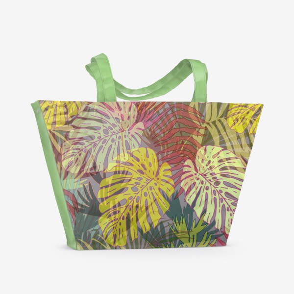 Пляжная сумка «тропический цветной прозрачный многослойный паттерн 1»