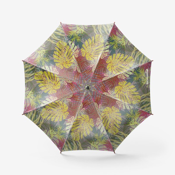 Зонт «тропический цветной прозрачный многослойный паттерн 1»