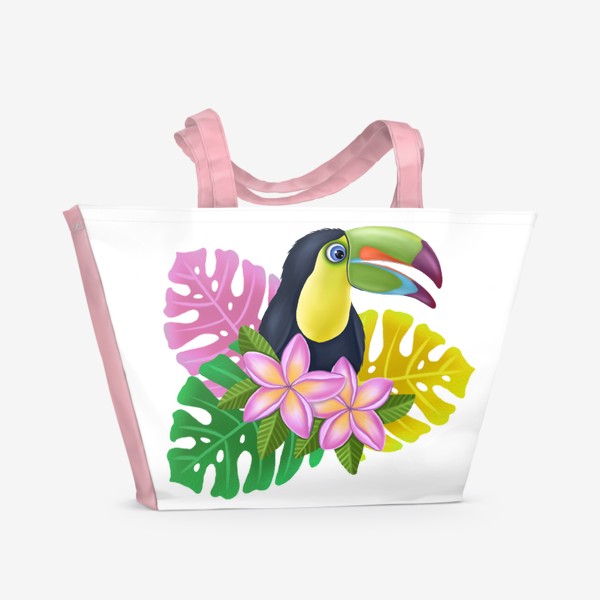 Пляжная сумка «Тропический принт с туканом»