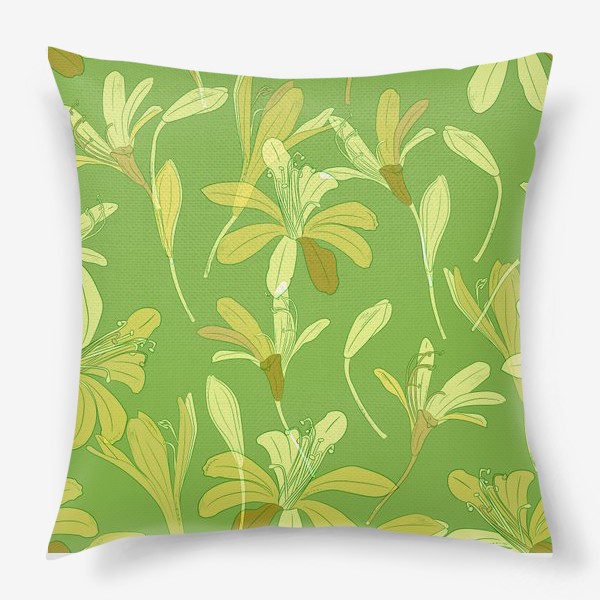 Подушка «цветы на зелёном»
