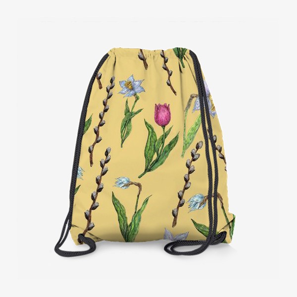 Рюкзак «Узор с весенними цветами на желтом фоне»