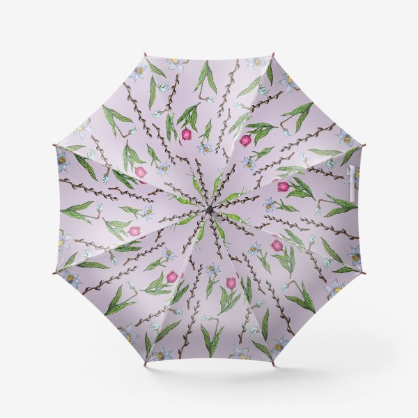 Зонт &laquo;Весенний паттерн с цветами&raquo;