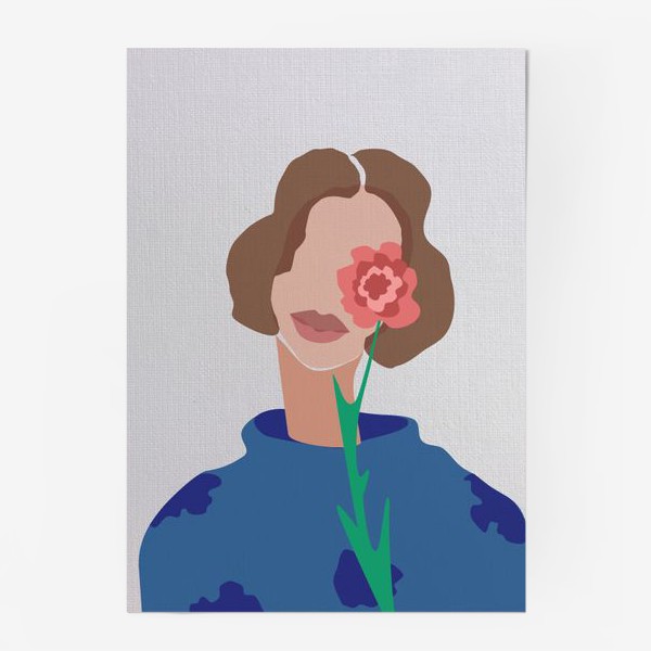Постер &laquo;Весенний образ. Девушка с цветком. 8 марта.&raquo;