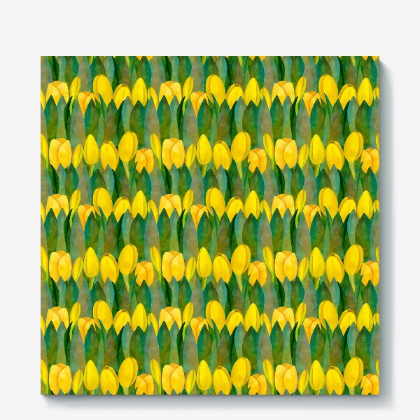 Холст «Паттерн желтые тюльпаны в подарок»
