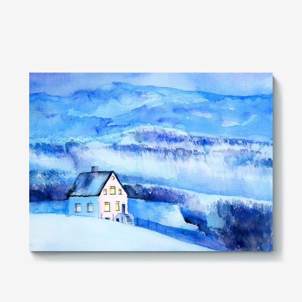 Холст «Дом в синих горах»