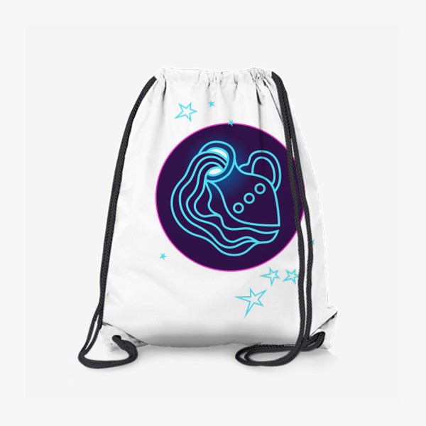 Рюкзак «Знак Зодиака Водолей. Светящийся голубой контур в круге»