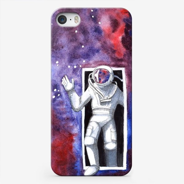 Чехол iPhone «Дверь в космос. Космонавт. Звездное небо. Созвездия. Акварель. »