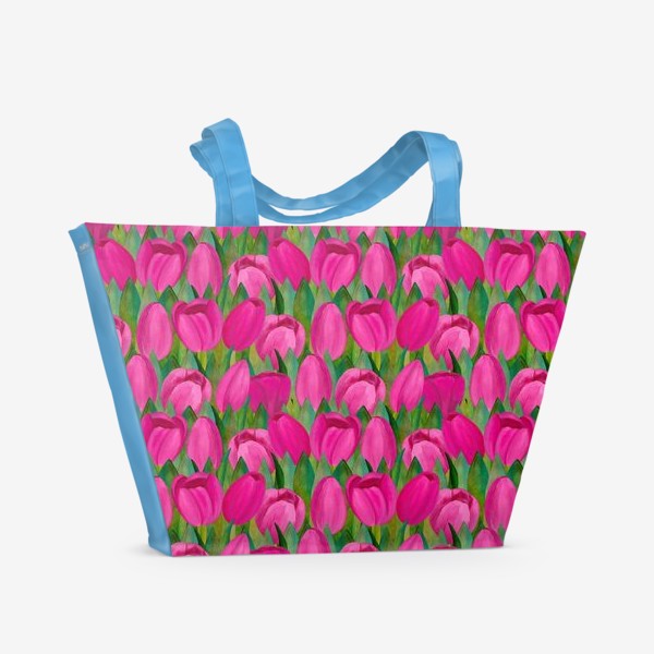 Пляжная сумка «Паттерн весенние розовые маки в подарок на 8 марта»