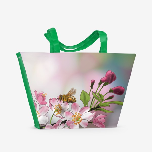 Пляжная сумка «Микро Весна. Цветы вишни.»