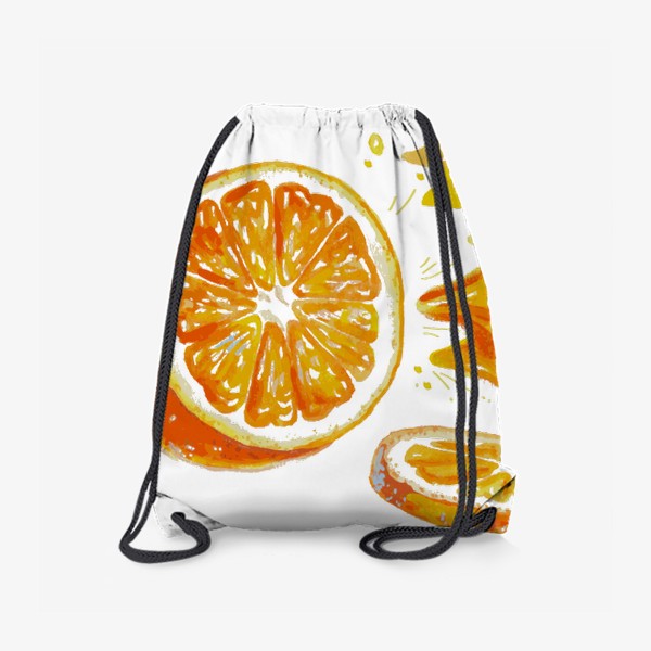 Рюкзак «апельсин разрезан брызги сока акварель»