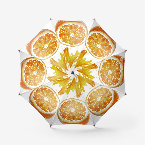 Зонт «апельсин разрезан брызги сока акварель»