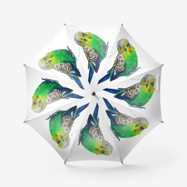 Зонт «волнистый зеленый говорящий попугай акварелью»