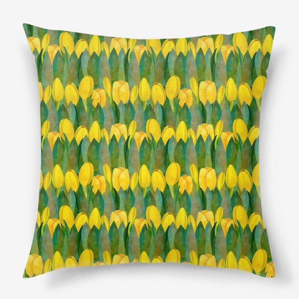 Подушка «Паттерн желтые тюльпаны в подарок»