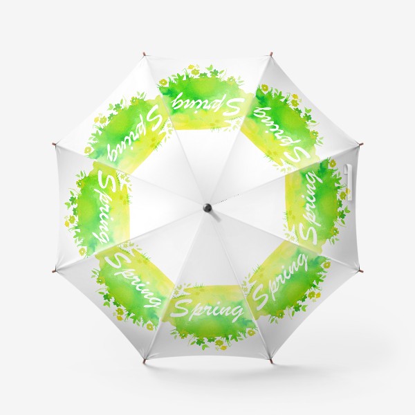 Зонт «Надпись Весна на английском языке зеленая акварель»