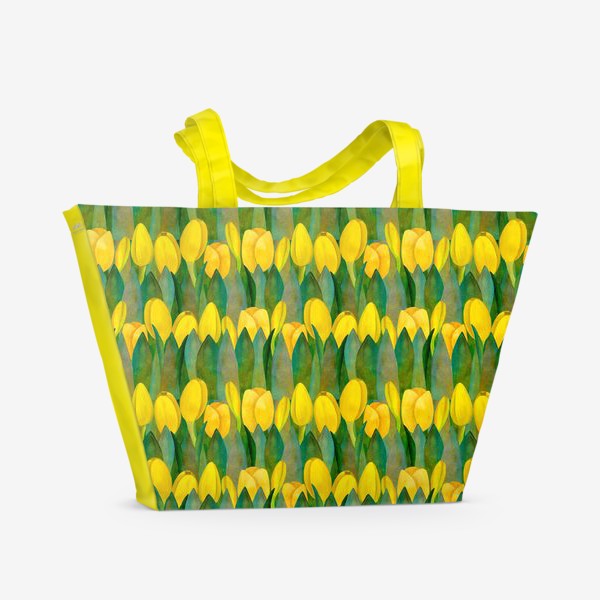 Пляжная сумка «Паттерн желтые тюльпаны в подарок»