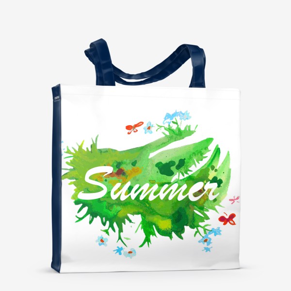 Сумка-шоппер «Надпись Лето на английском языке зеленая акварель»