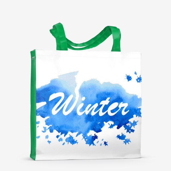 Сумка-шоппер «Надпись Зима на английском языке синяя акварель»