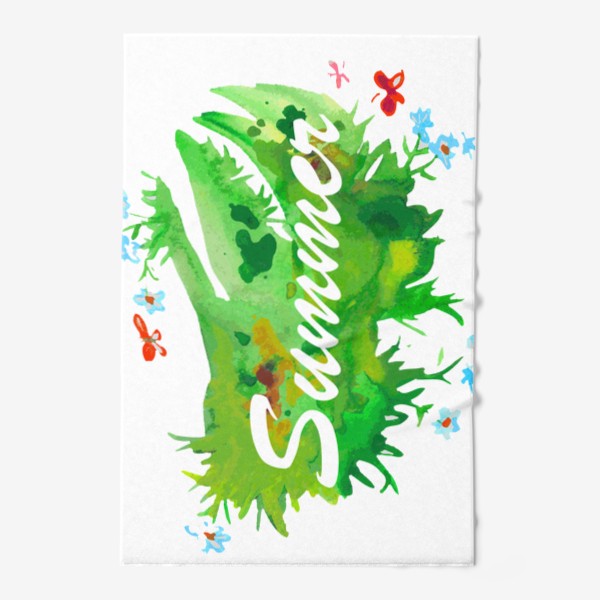 Полотенце «Надпись Лето на английском языке зеленая акварель»