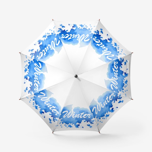 Зонт «Надпись Зима на английском языке синяя акварель»
