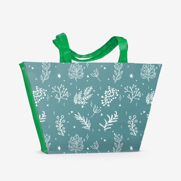Пляжная сумка «Паттерн Растительный на бирюзовом»