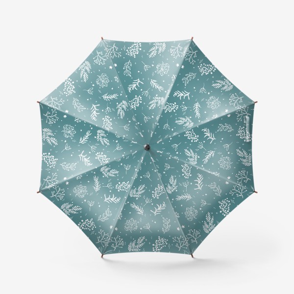 Зонт «Паттерн Растительный на бирюзовом»