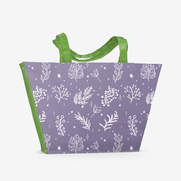 Пляжная сумка «Паттерн Растительный на фиолетовом»
