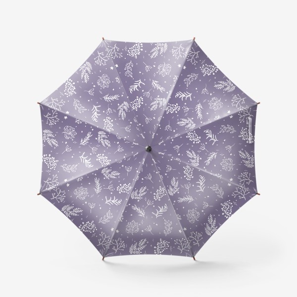 Зонт «Паттерн Растительный на фиолетовом»