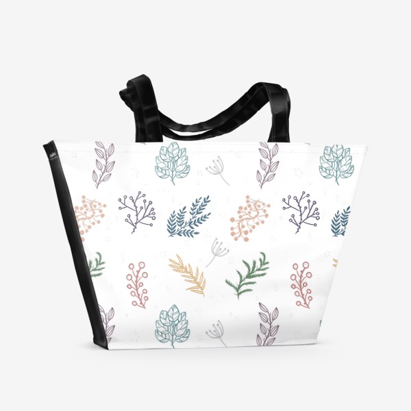 Пляжная сумка «Паттерн Растительный разноцветный»