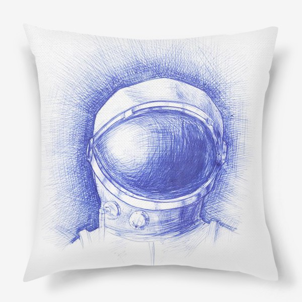 Подушка «Космонавт графика синяя ручка»