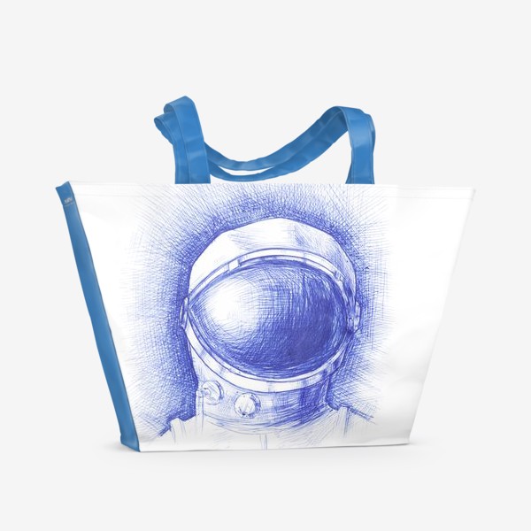 Пляжная сумка &laquo;Космонавт графика синяя ручка&raquo;