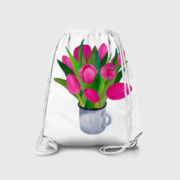 Рюкзак «Розовые тюльпаны в металической кружке»