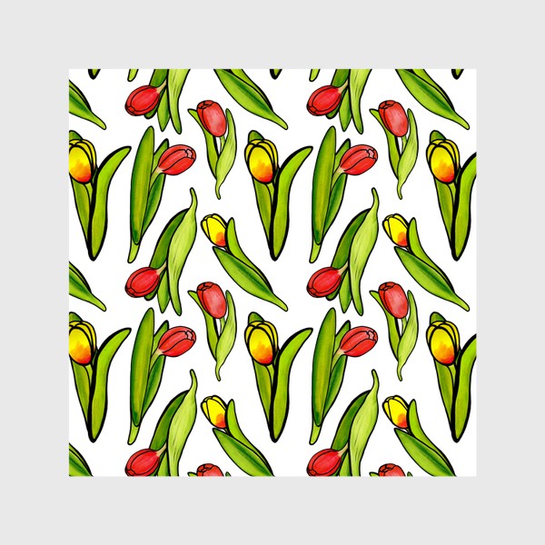 Шторы «Паттерн разноцветныя яркие тюльпаны»
