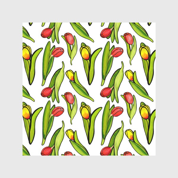 Скатерть «Паттерн разноцветныя яркие тюльпаны»