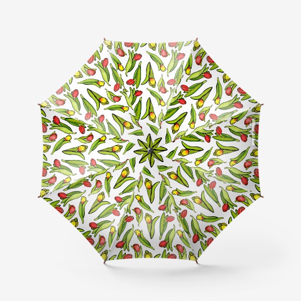 Зонт «Паттерн разноцветныя яркие тюльпаны»