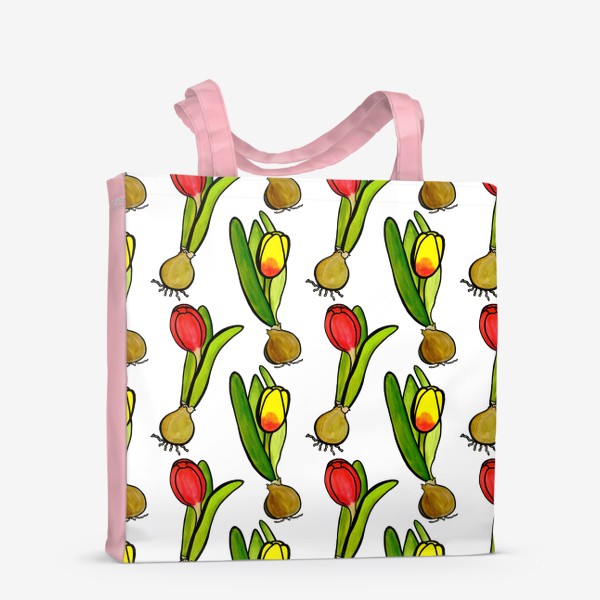 Сумка-шоппер «Паттерн яркие тюльпаны с луковицами»
