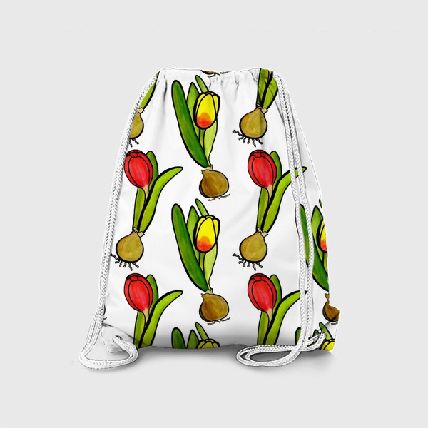Рюкзак «Паттерн яркие тюльпаны с луковицами»