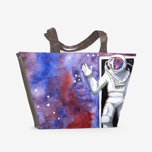 Пляжная сумка «Дверь в космос. Космонавт. Звездное небо. Созвездия. Акварель. »