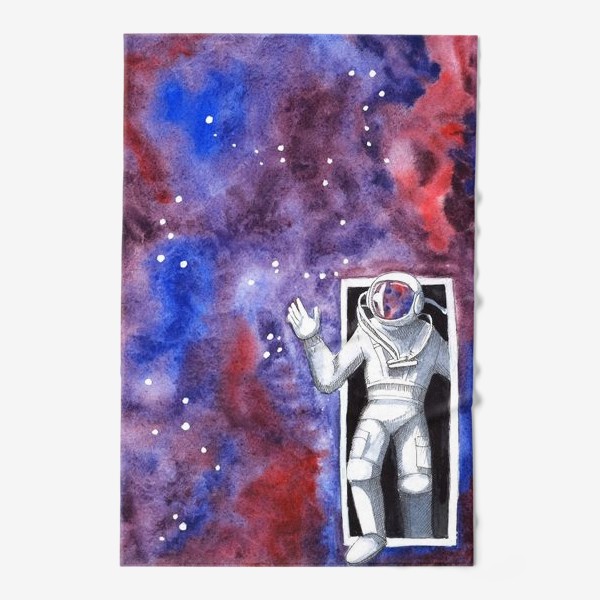 Полотенце &laquo;Дверь в космос. Космонавт. Звездное небо. Созвездия. Акварель. &raquo;