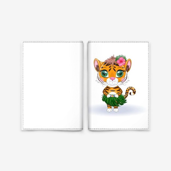 Обложка для паспорта «Тигренок в образе танцовщицы. Амурский тигр»