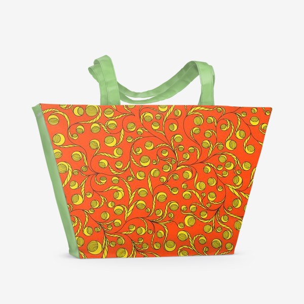 Пляжная сумка «Красно-желтый орнамент»