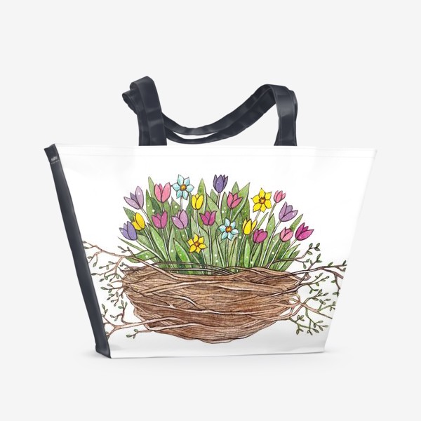 Пляжная сумка «Весенний букет. Цветы. Весна»
