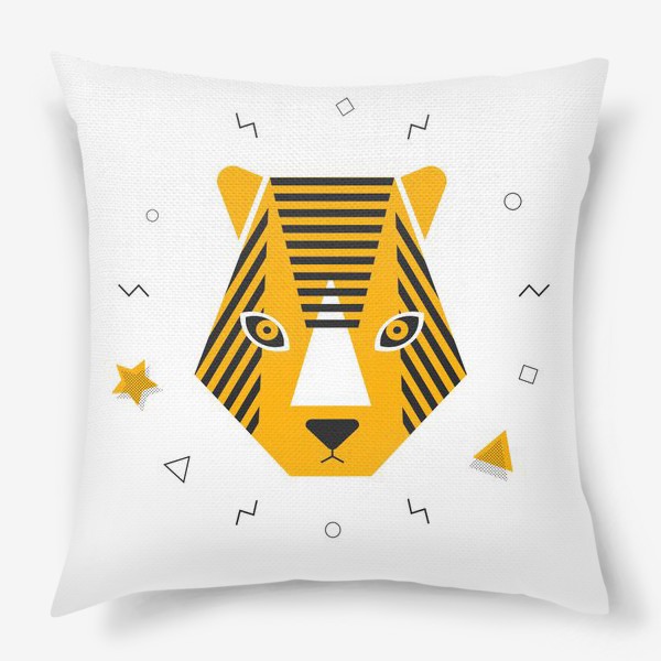 Подушка «Амурский тигр в стиле Мемфис»