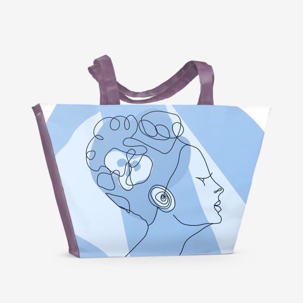 Пляжная сумка &laquo;Весенний образ. Девушка в голубом. 8 марта.&raquo;