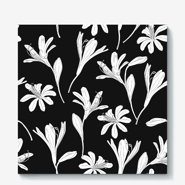 Холст &laquo;чёрно-белые цветы&raquo;