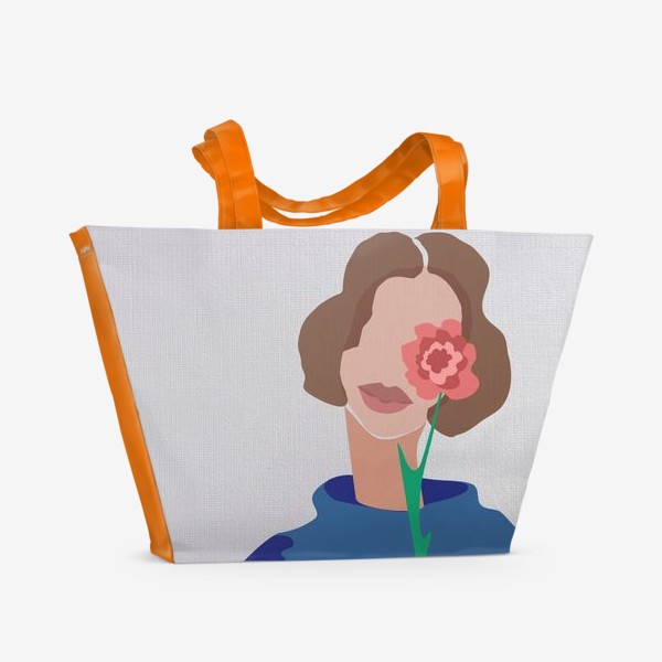 Пляжная сумка «Весенний образ. Девушка с цветком. 8 марта.»