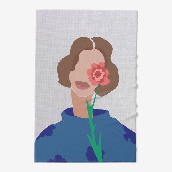 Полотенце &laquo;Весенний образ. Девушка с цветком. 8 марта.&raquo;